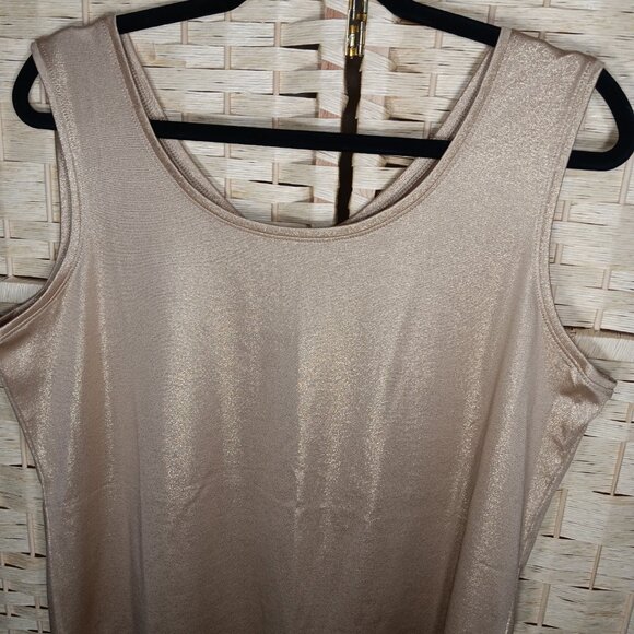 Chico's Shimmer Gold Metallic Tank Top Shell Layering L 12 - Picture 2 of 6